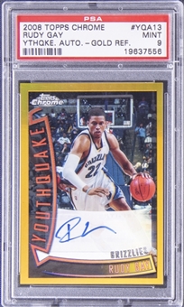 2008-09 Topps Chrome “Youthquake Autographs” Gold Refractor #YQA13 Rudy Gay Signed Card (#3/5) - PSA MINT 9